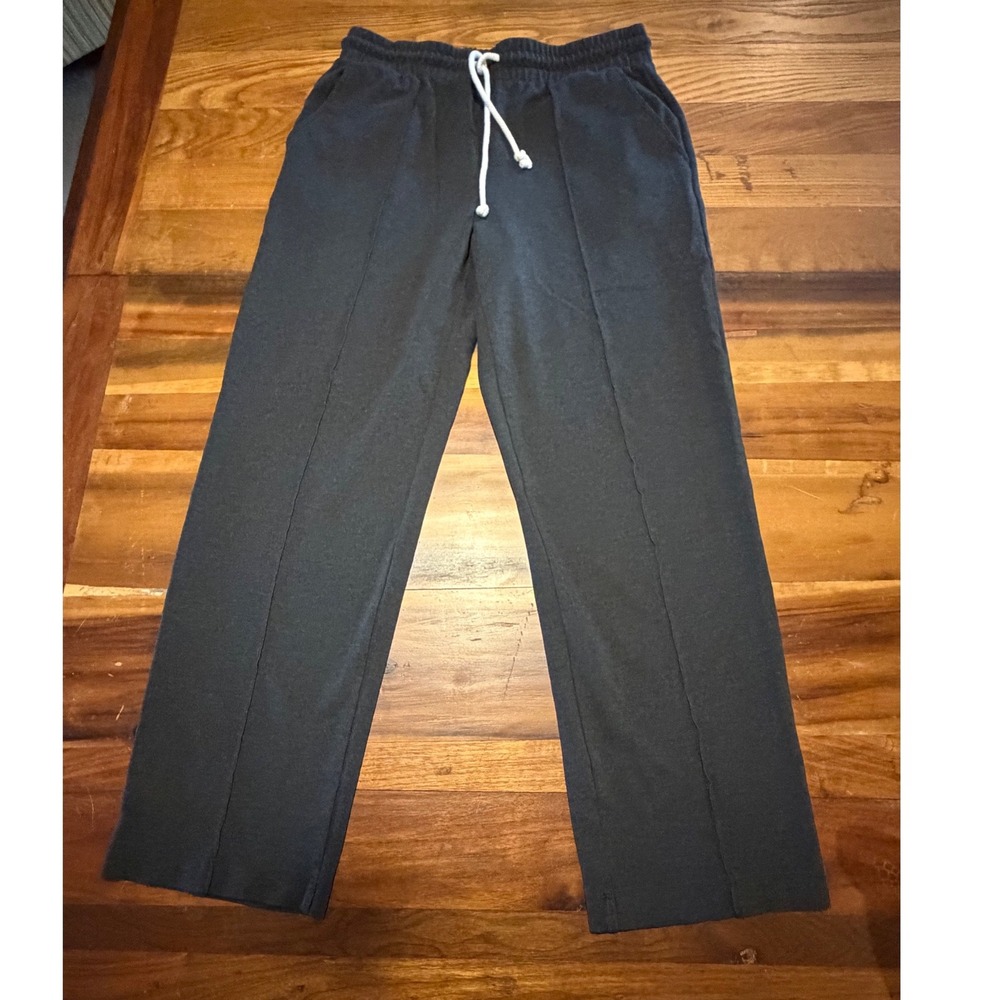 LOFT Womens Gray Pintuck Wide Leg Drawstring Sweatpants Lounge Pants Size M